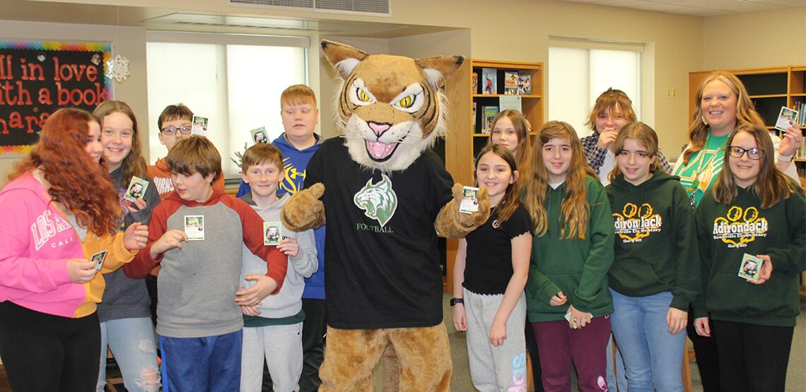 Wildcat in Library with Students